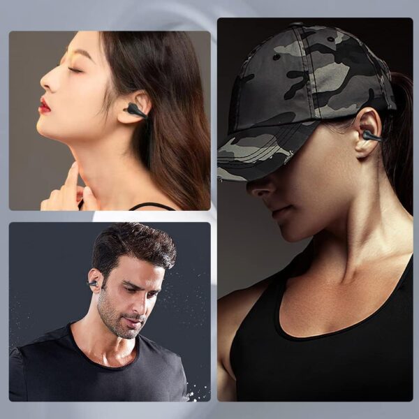 Wireless Ear Clip Skeleton Conduction Headphones, Premium Open Ear Headphones Wireless Bluetooth, Skeleton Conduction Bluetooth Earphones for Running, Sports, Cycling (Black Battery Display) - Image 3